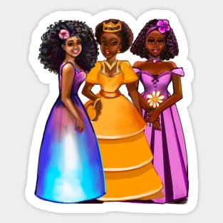 The best Gifts for black girls 2022 Three afro princesses  ! beautiful  black girls with Afro hair, brown eyes and dark brown skin. black princess Sticker